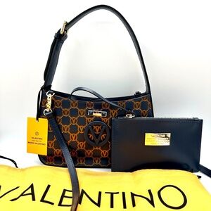 Valentino Kai Logo Monogram Shoulder Bag VA3115 NWT handbag Blue & Gold Wallet